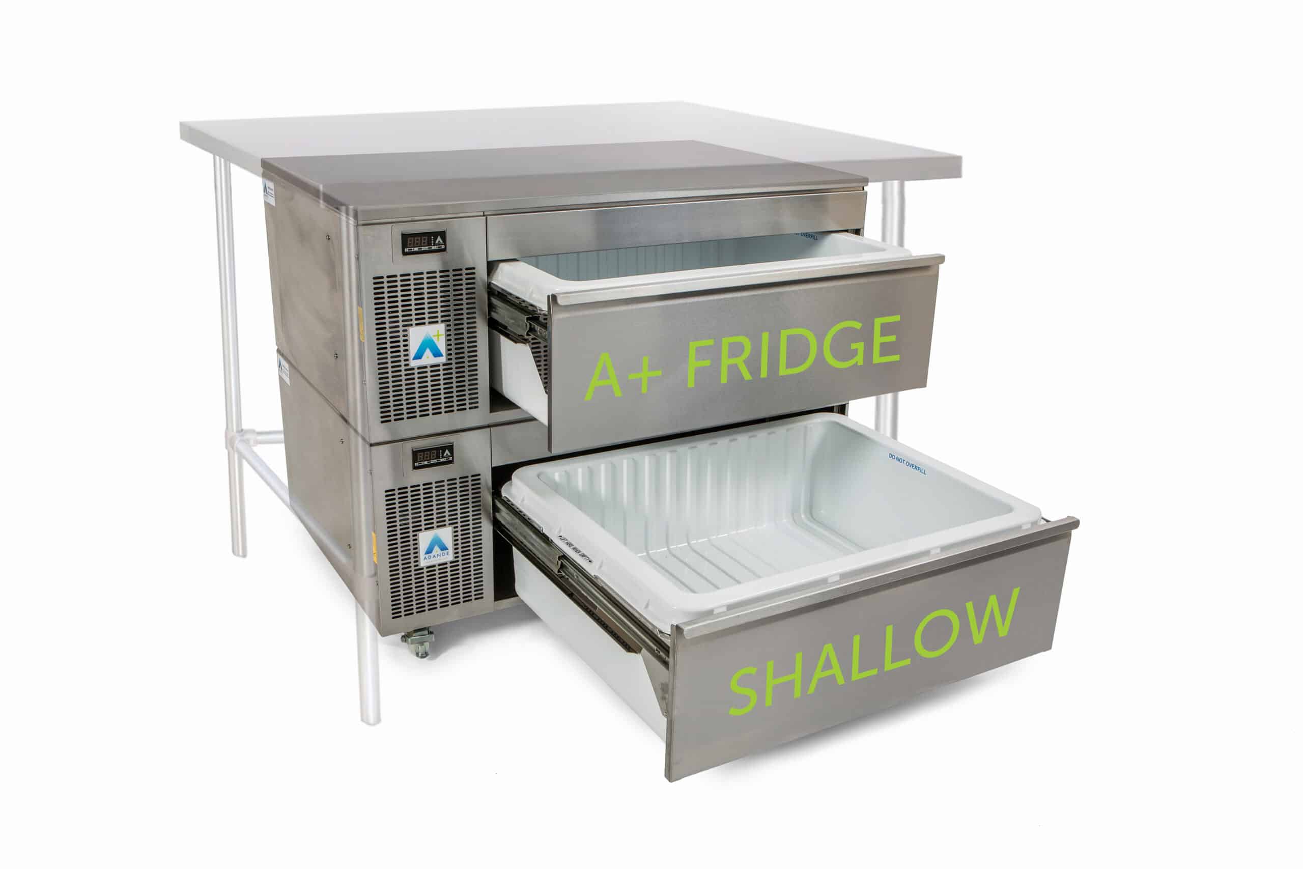 ASS2 – UNDERCOUNTER – TWO DRAWER – SIDE ENGINE – COMBO – FRIDGE-ONLY DRAWER ON A SHALLOW DRAWER